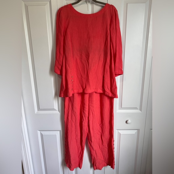 Soft Surroundings Pants - Soft Surroundings Oceo 2 Piece Matching Set Tunic Pants Size L Deep Sea Coral